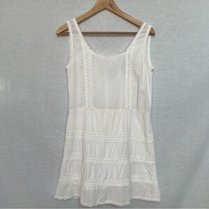 Anine Bing Off-White 100% Cotton Mini Dress with Crochet Detailing